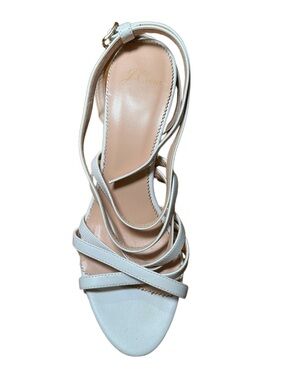 J Crew White Strappy Block Heel Sandals